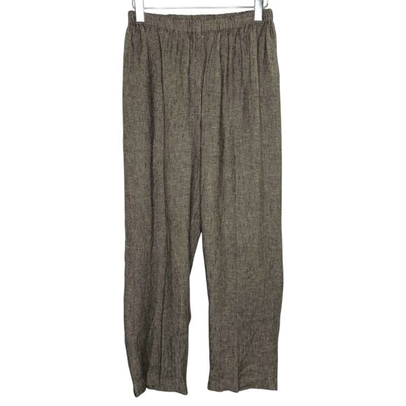 Flax S Wide Leg Pants Pull On Gray 100% Linen Lagenlook Breathable - Picture 1 of 9